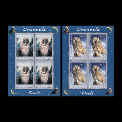 Cucuvele, în coli mici de 4 timbre, 2003 LP 1610A