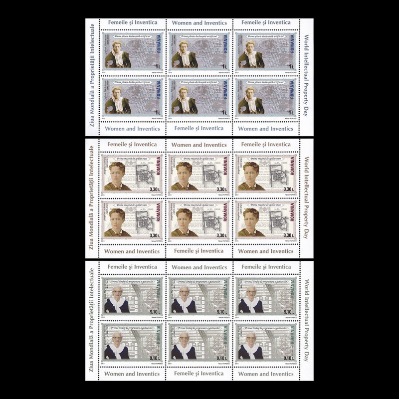 Ziua mondială a proprietății intelectuale - Femeile și inventica, minicoală de 6 timbre, 2013 LP 1978A