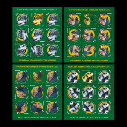 Faună din rezervații naturale din România, minicoală de 8 timbre și 1 vinietă, 2011 LP 1909d