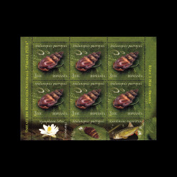 Unicate din Rezervația Naturală ”Pârâul Pețea” Băile 1 Mai-Oradea, minicoli 6 timbre și 3 tabsuri, 2008, LP 1822A