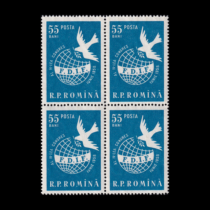 Al IV-lea Congres al Federației Democrate Internaționale a Femeilor - Viena, bloc de 4 timbre, 1958 LP 455A