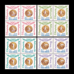 Medalii Olimpice, dantelate, blocuri de 4 timbre 1964 LP 596C