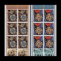 Medaliile și decorațiile Războiului de Întregire, minicoală de 6 timbre și 2 tabsuri 2018 LP 2192A