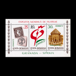 Expoziția Mondială de Filatelie Granada 1992, bloc de 3 timbre, LP 1283