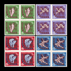 Jocurile Olimpice Innsbruck, culori schimbate, nedantelate, bloc de 4 timbre 1963 LP 571C