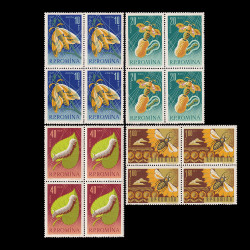 Sericicultură și apicultură, blocuri de 4 timbre, 1963 LP 574A