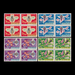 Sericicultură și apicultură, blocuri de 4 timbre, 1963 LP 574A