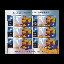 10 ani de la aderarea României la NATO, minicoală de 6 timbre 2014 LP 2019B