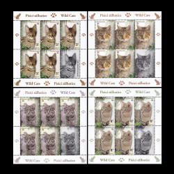 Pisici sălbatice, minicoală de 5 timbre și 1 vinietă 2014 LP 2042B