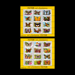 Fluturi, minicoli de 12 timbre, 1991, LP 1267