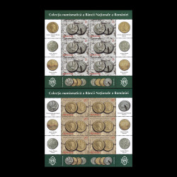 BNR Tezaure Monetare II, minicoală de 6 timbre, 6 viniete și 2 tabsuri 2015 LP 2087c