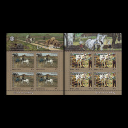 Cai în pictură, minicoală de 4 timbre cu manșetă ilustrată 2015 LP 2073a