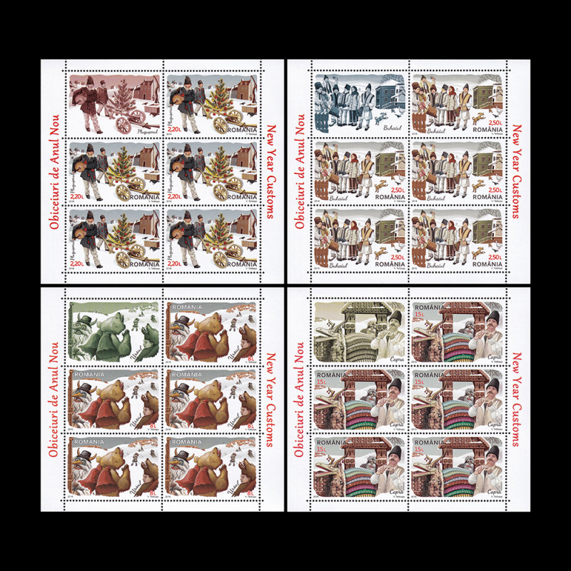 Obiceiuri de Anul Nou, minicoală de 5 timbre și 1 vinietă 2016 LP 2130b