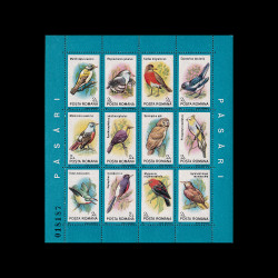 Păsări, minicoli de 12 timbre, 1991, LP 1263