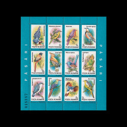 Păsări, minicoli de 12 timbre, 1991, LP 1263