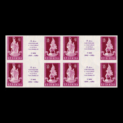 A XV-a aniversare a victoriei asupra fascismului,bloc de 4 timbre, triptic nedantelat 1960 LP 493C