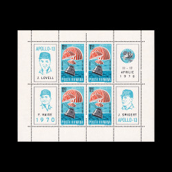 Apollo 13, bloc de 4 timbre și 4 viniete, 1970, LP 733