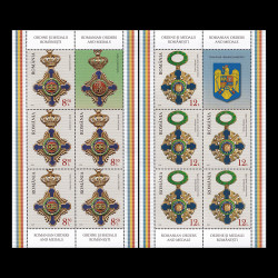 Ordine și medalii românești, minicoală de 5 timbre și 1 vinietă 2020 LP 2283a