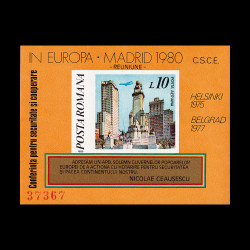 Conferința pentru Securitate și Cooperare în Europa, Madrid, coliță nedantelată, 1980, LP 1019