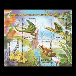 Reptile și amfibieni din România, bloc de 4 valori 2003 LP 1618