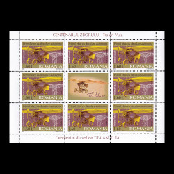Centenarul zborului Traian Vuia, minicoală de 8 timbre și 1 vinietă 2006 LP 1712a