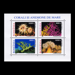 Corali și anemone de mare, bloc de 4 timbre 2002 LP 1577a