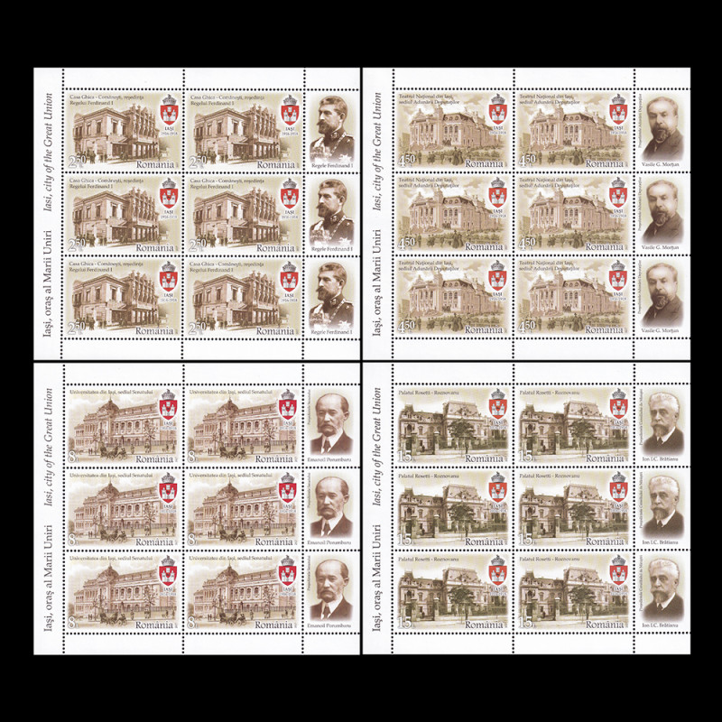 Iași, oraș al Marii Uniri minicoli de 6 timbre și 3 vinietă 2017 LP 2144d