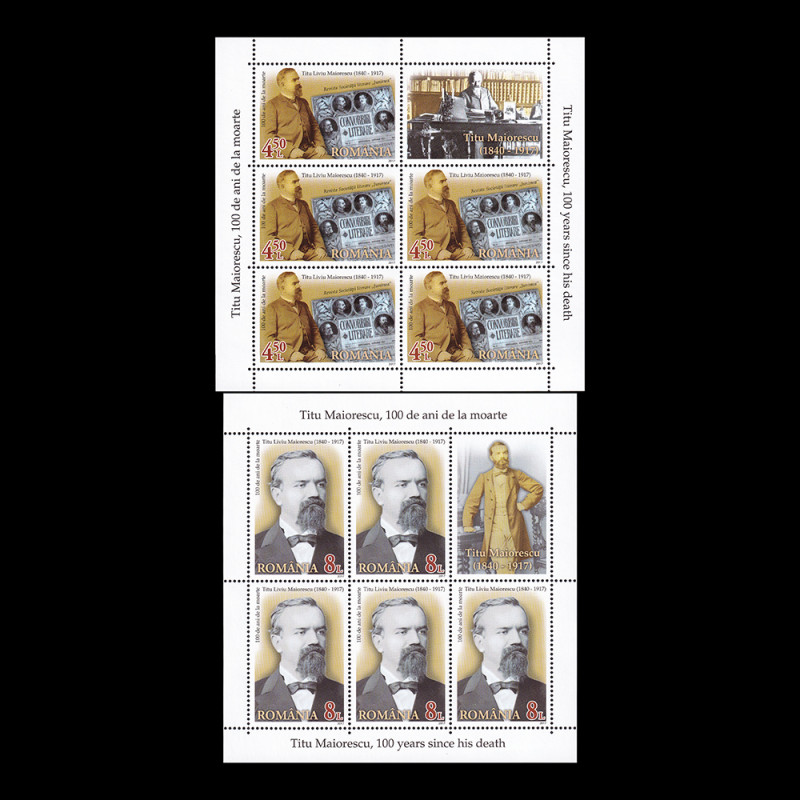 Titu Maiorescu minicoli de 5 timbre și 1 vinietă 2017 LP 2150b