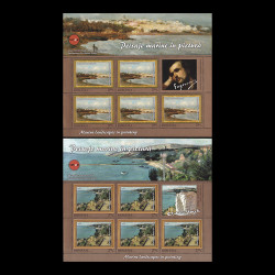 Peisaje marine în pictură, minicoli de 5 timbre, 1 vinietă și manșetă 2017 LP 2152b