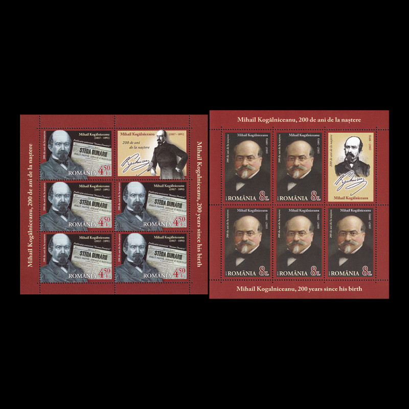 Mihail Kogălniceanu, minicoli de 5 timbre și 1 vinietă 2017 LP 2159b