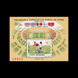 Preliminariile Campionatului Mondial de Fotbal, Mexic, coliță nedantelată, 1985, LP 1140
