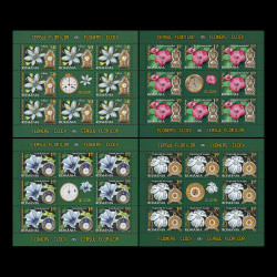 Ceasul florilor II (uzuale), minicoli de 8 timbre și 1 vinietă 2013 LP 1983c