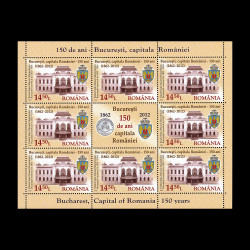 150 de ani - București, Capitala României minicoală de 8 timbre și 1 vinietă 2012 LP 1930c