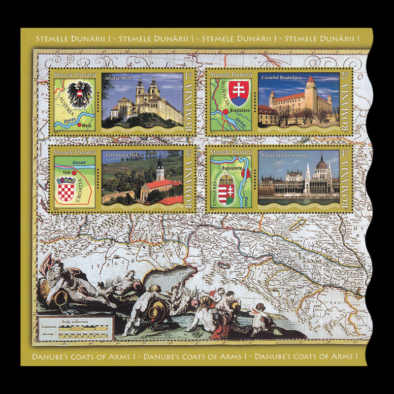 Stemele Dunării I, bloc de 4 timbre 2010 LP 1863a