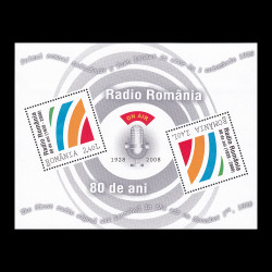 Societatea Română de Radiodifuziune, 80 de ani bloc de 2 timbre 2008 LP 1820a