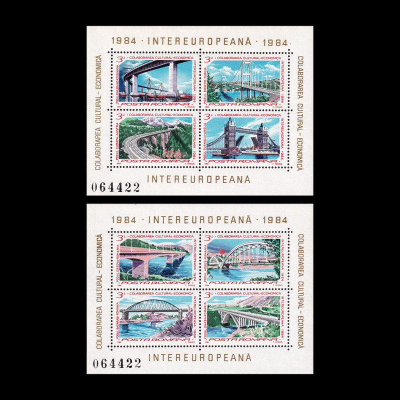 Colaborarea Cultural-Economică Intereuropeană, 2 blocuri de 4 timbre, 1984, LP 1097