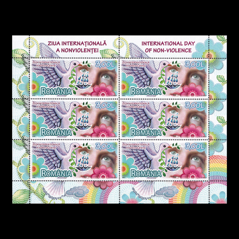 Ziua Internațională a Nonviolenței, minicoală de 10 timbre cu tete-beche 2009 LP 1847c