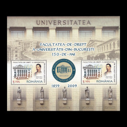 Facultatea de Drept a Universității din București - 150 de ani, bloc de 2 timbre 2009 LP 1851a