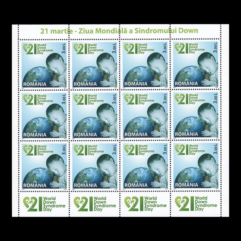 Ziua Mondială a Sindromului Down, coală de 12 timbre 2011 LP 1892c