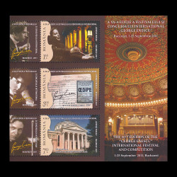A XX-a Ediție a Festivalului George Enescu, bloc de 3 timbre și 3 viniete 2011 LP 1914a