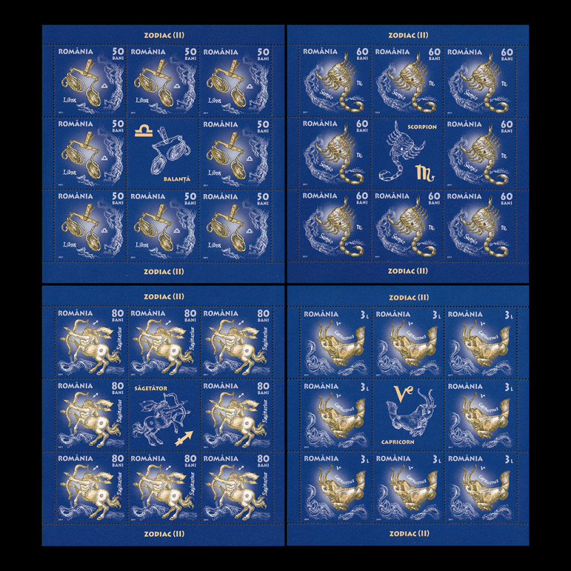Zodiac II, minicoli de 8 timbre și 1 vinietă 2011, LP 1919c