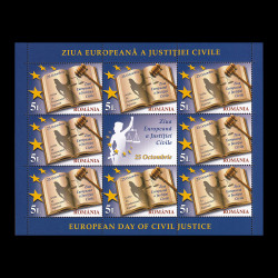Ziua Europeană a Justiției Civile, minicoală de 8 timbre și 1 vinietă 2011 LP 1920c
