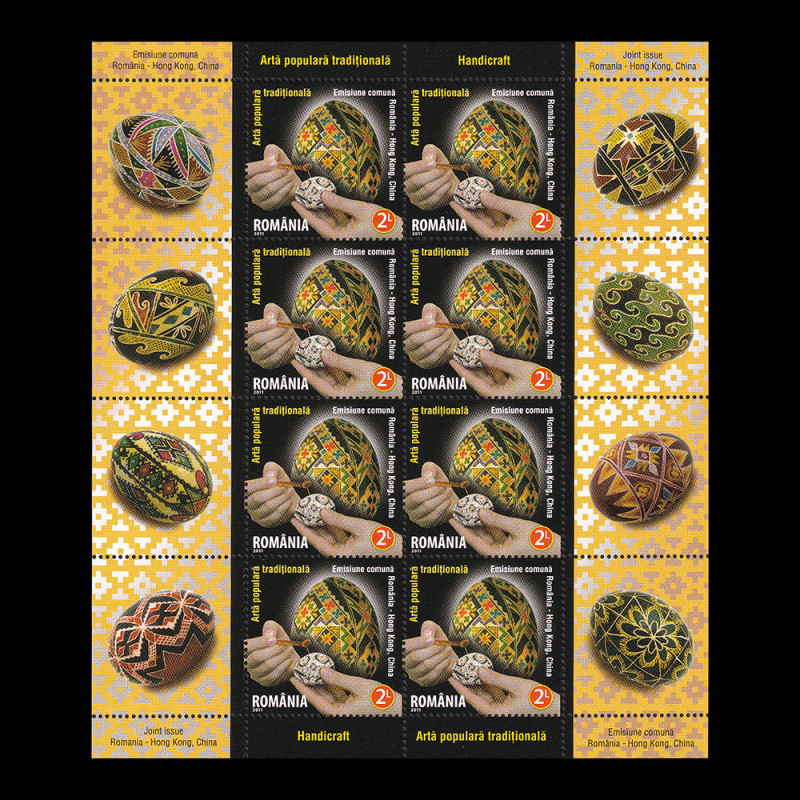 Emisiune comună România - Hong Kong, China, minicoli de 8 timbre și 8 viniete 2011 LP 1922g