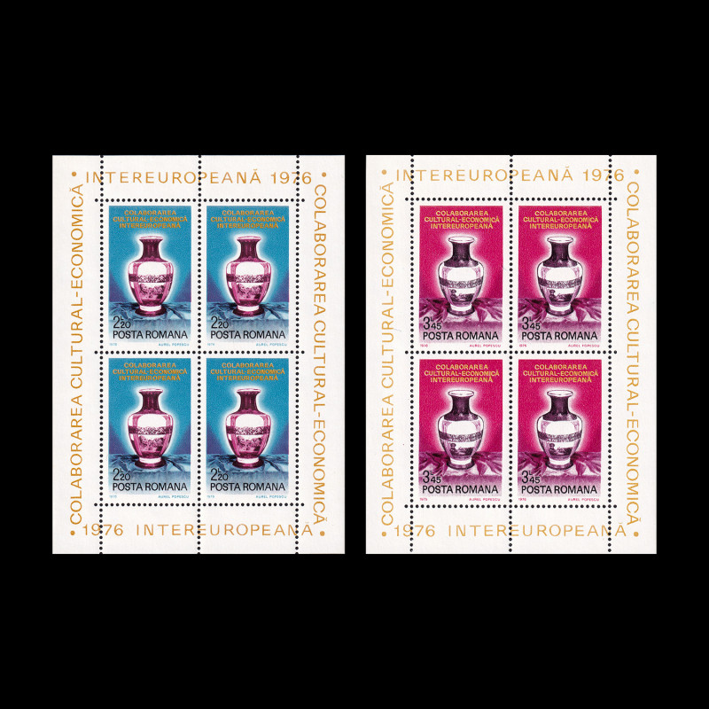 Colaborarea Cultural-Economică Intereuropeană, 2 blocuri de 4 timbre, 1976, LP 911A