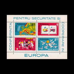 Conferința pentru Securitate și Cooperare în Europa, Helsinki, bloc de 4 timbre, 1975, LP 891