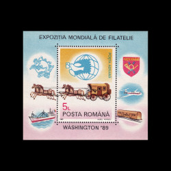 Expoziția Mondială de Filatelie „World Stamp Expo '89” - Washington, coliță dantelată, 1989, LP 1230