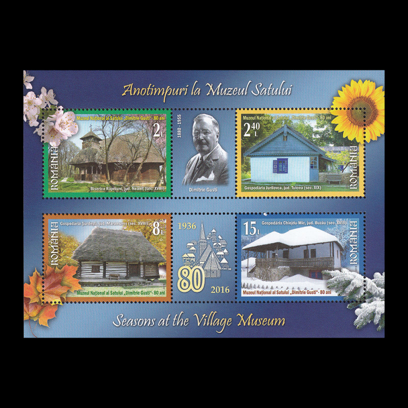 Anotimpuri la Muzeul Satului, bloc de 4 timbre 2016 LP 2105a