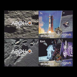 50 de ani de la primul pas al omului pe lună, serie cu vinietă 2019 LP 2247c