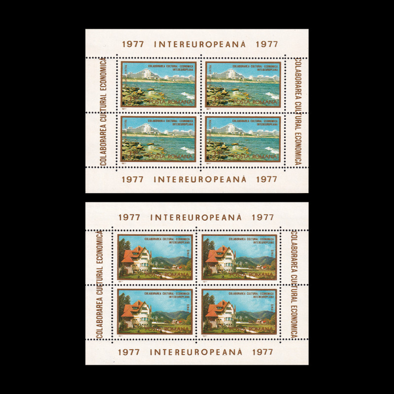 Colaborarea Cultural-Economică Intereuropeană, 2 blocuri de 4 timbre, 1977, LP 936A