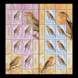 Păsări cântătoare, minicoli de 6 timbre și 2 viniete 2022 LP 2391b